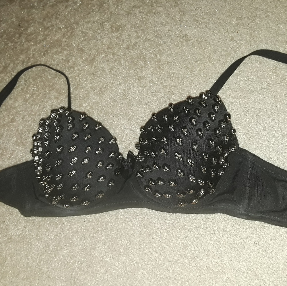 Bedroom Stories Black Skull Bra